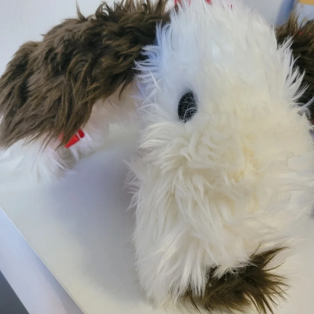 Vintage 1997 Build A Bear Shaggy White Brown Dog Floppy Ear Plush 17